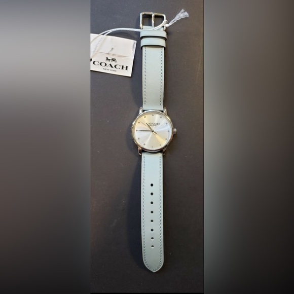 Coach Grand Watch With 36mm Silver Face & Light Green Tone Leather Band - Picture 4 of 5